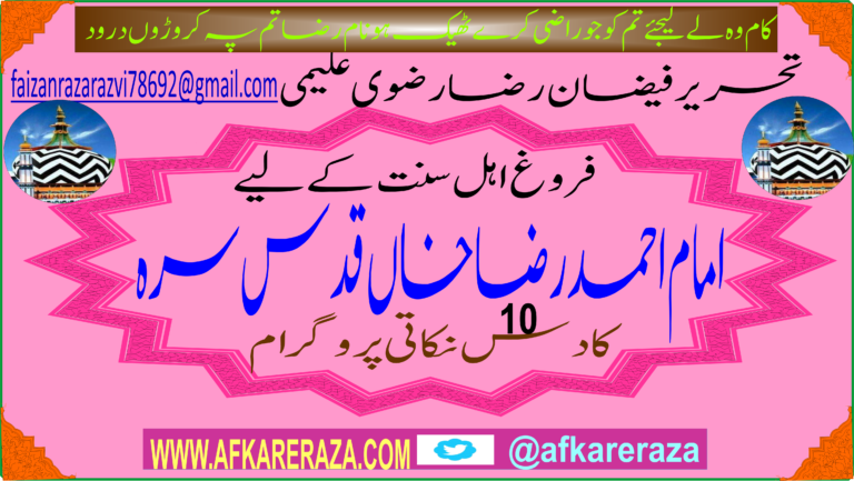 امام اہل سنت کا دس نکاتی پروگرام