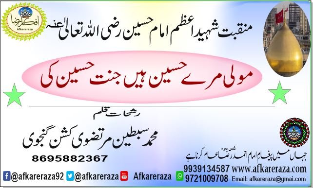 مولی مرے حسین ہیں جنت حسین کی