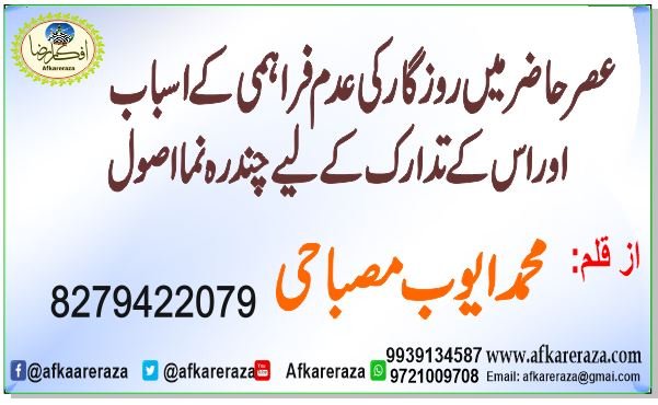 عصر حاضر میں روزگار کی عدم فراہمی کے اسباب اور اس کے تدارک کے لیے چند رہ نما اصول