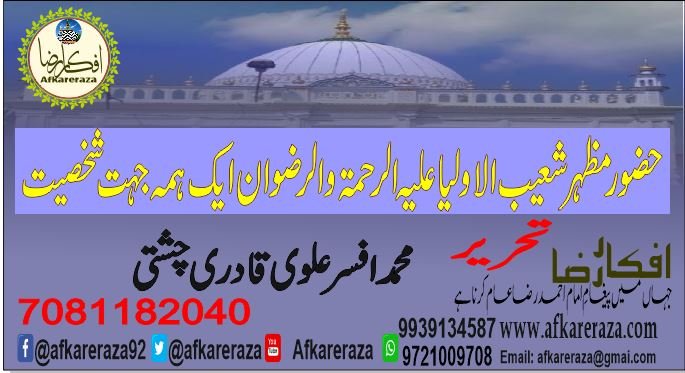 حضور مظہر شعیب الاولیا علیہ الرحمۃ والرضوان ایک ہمہ جہت شخصیت